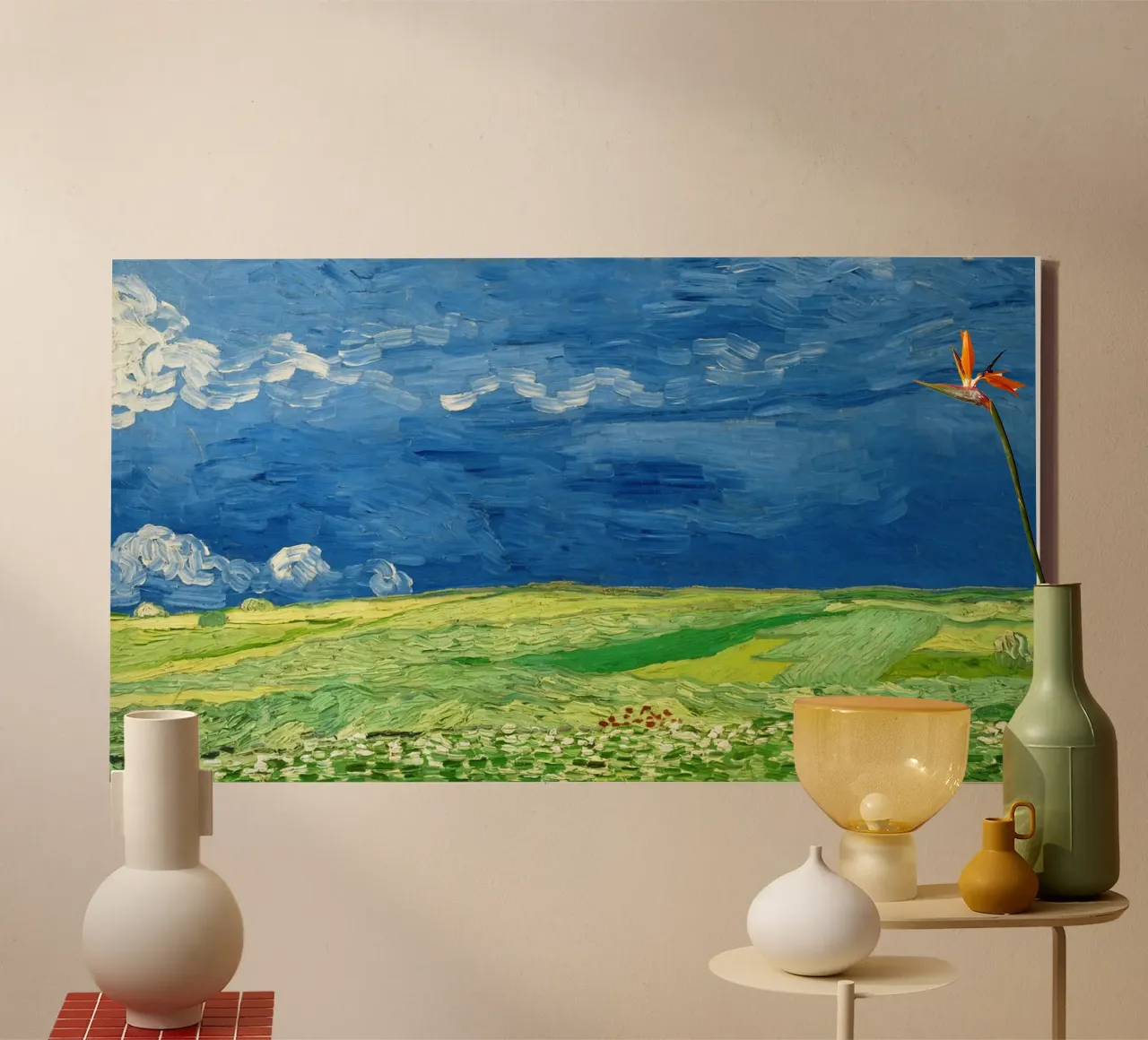 Vincent van Gogh’s Wheatfield Under Thunderclouds (1890) canvas with Floater frame by Venus Art