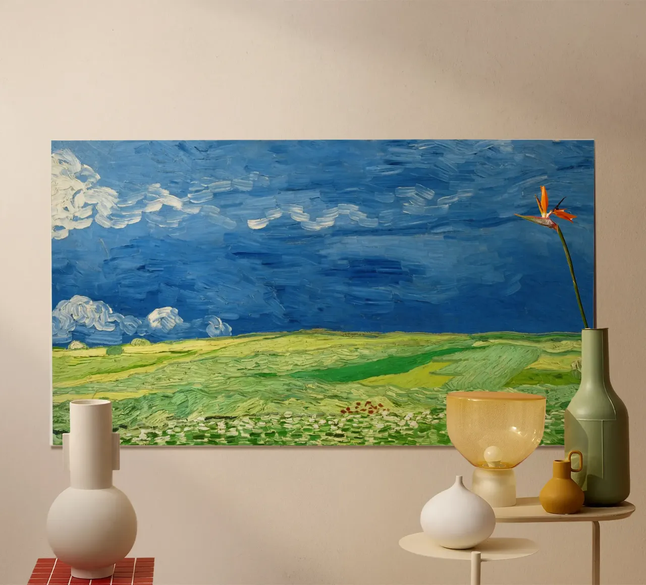 Vincent van Gogh’s Wheatfield Under Thunderclouds (1890) poster with plastic frame by Venus Art
