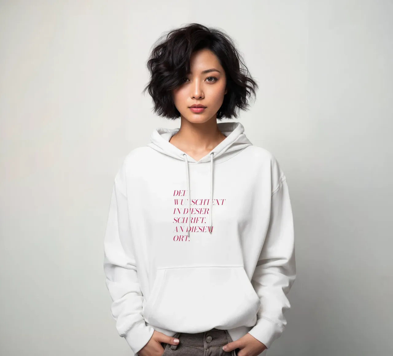 Wunschtext in rosa rot felpa con cappuccio da WORTSPIEL