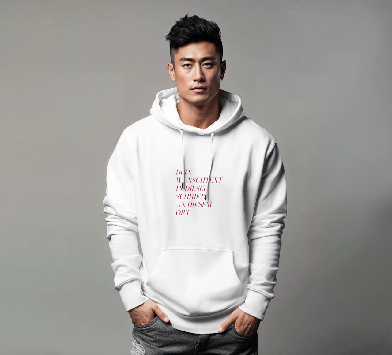 Wunschtext in rosa rot felpa con cappuccio da WORTSPIEL