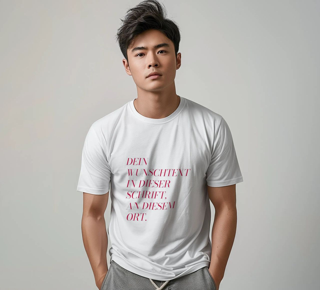 Wunschtext in rosa rot t-shirt da WORTSPIEL