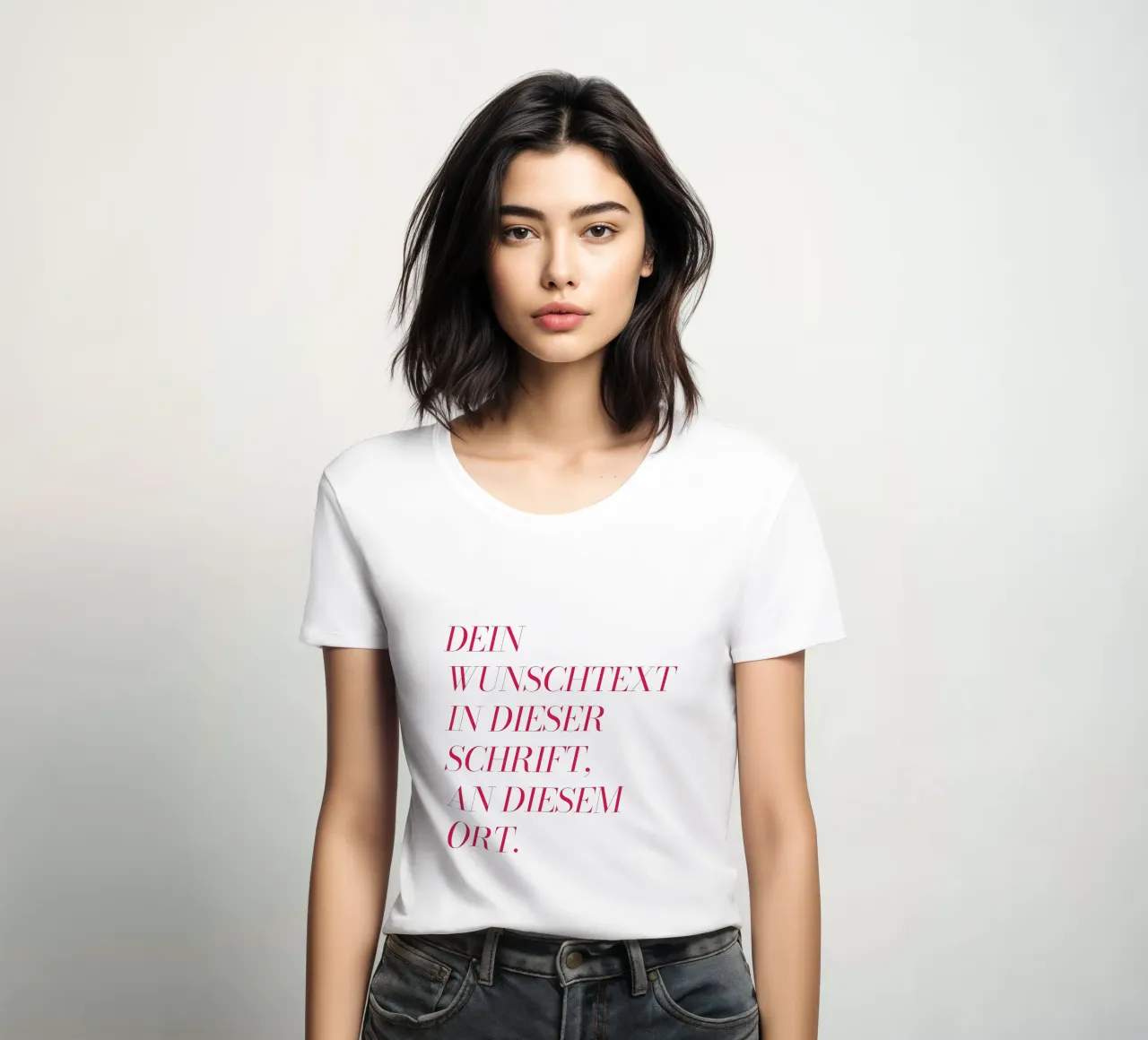 Wunschtext in rosa rot t-shirt da donna da WORTSPIEL