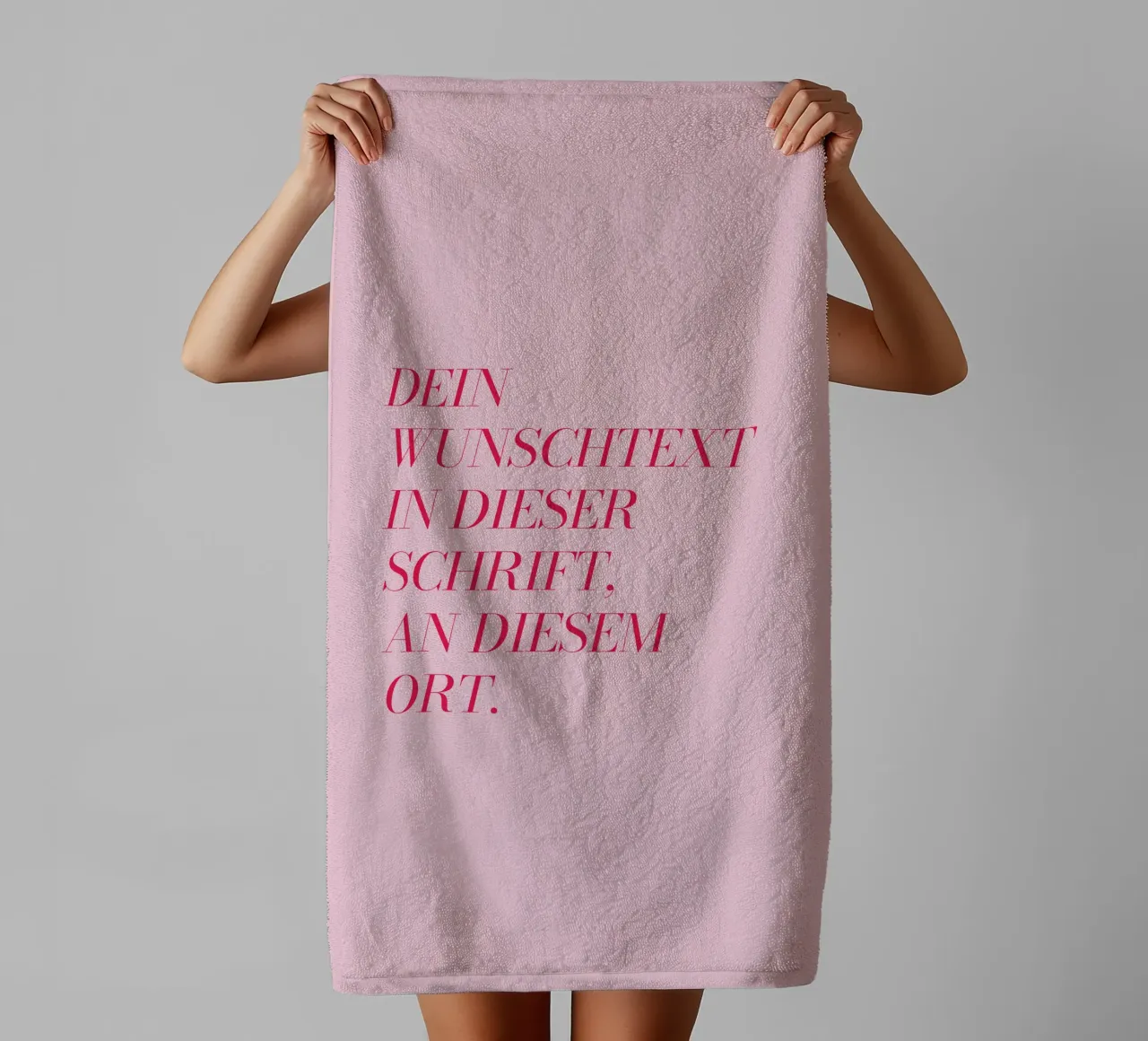 Wunschtext in rosa rot Handtuch von WORTSPIEL