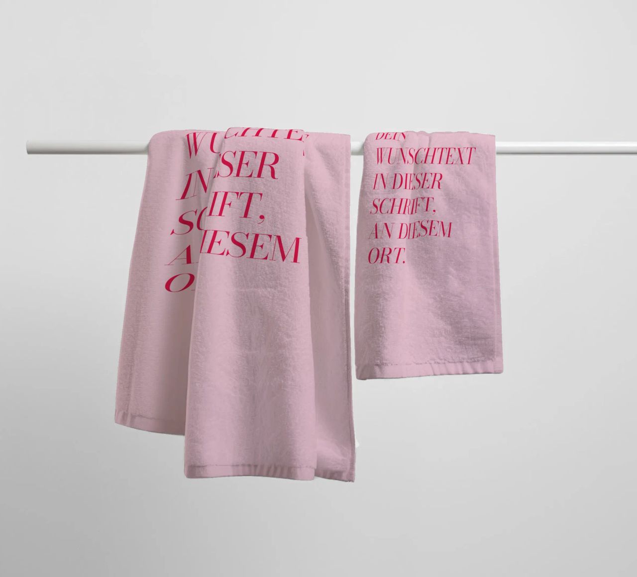 Wunschtext in rosa rot badhanddoek van WORTSPIEL