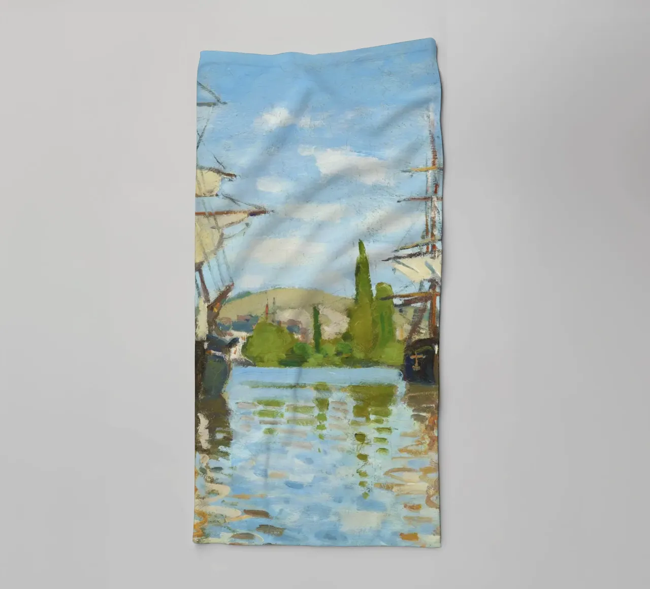 Ships Riding on the Seine at Rouen (1872–1873) by Claude Mon towel by Monet Art Prints