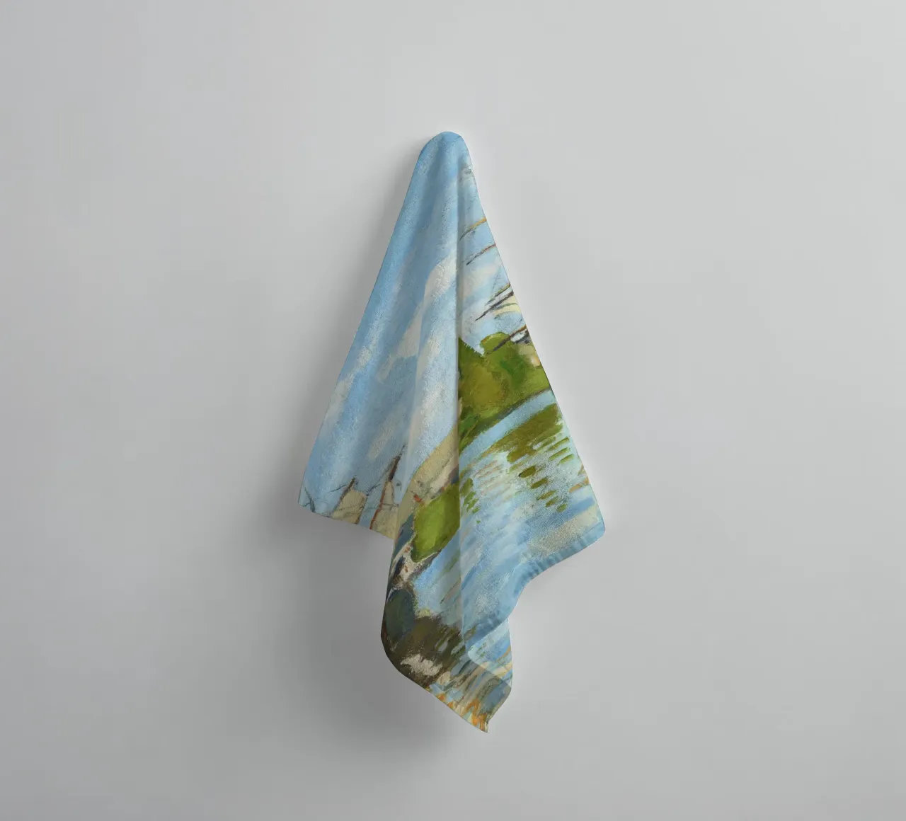 Ships Riding on the Seine at Rouen (1872–1873) by Claude Mon towel by Monet Art Prints