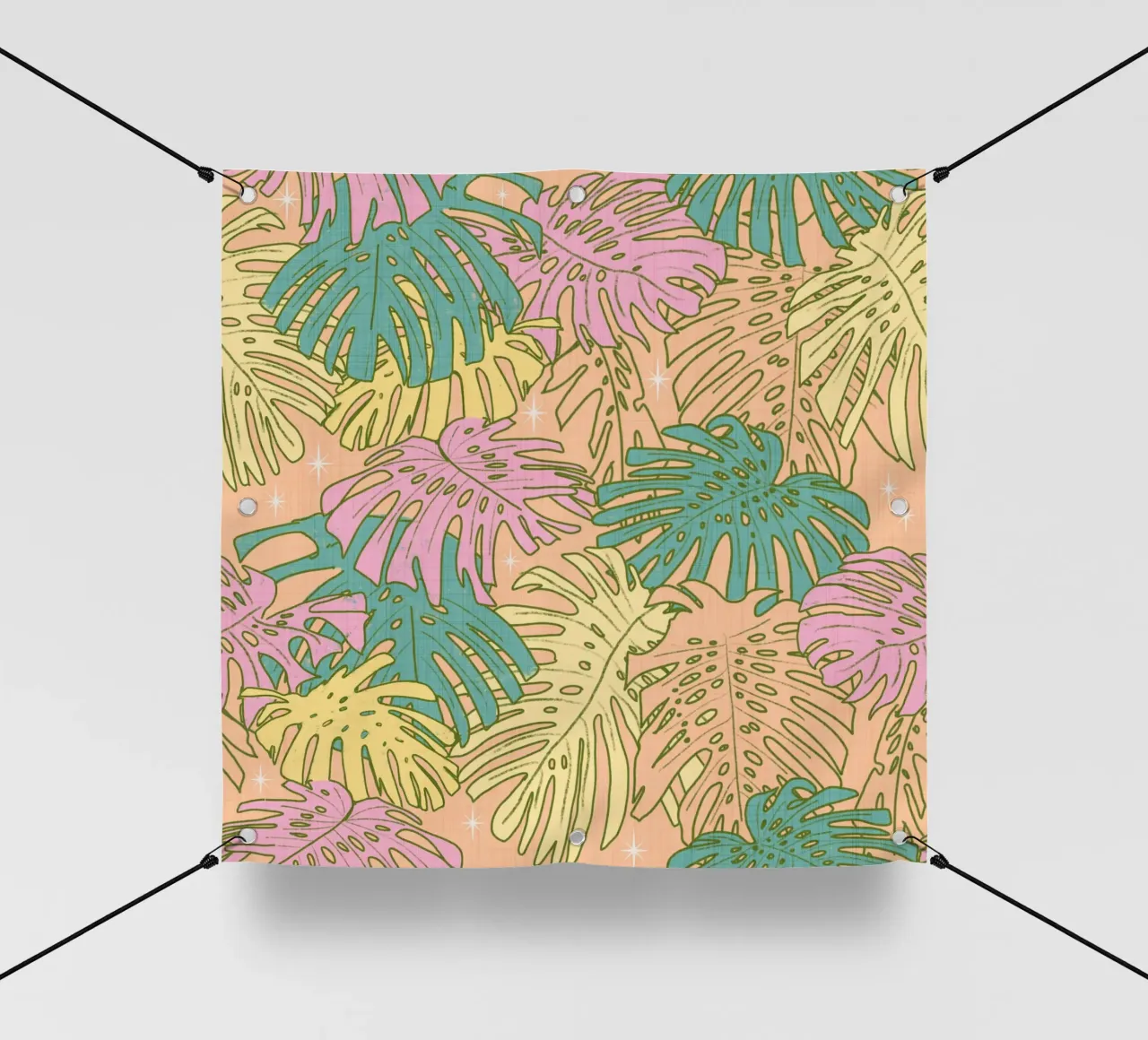 Monstera tropicale pastello - Palm Springs Retro Peach telo in pvc da susanacosta