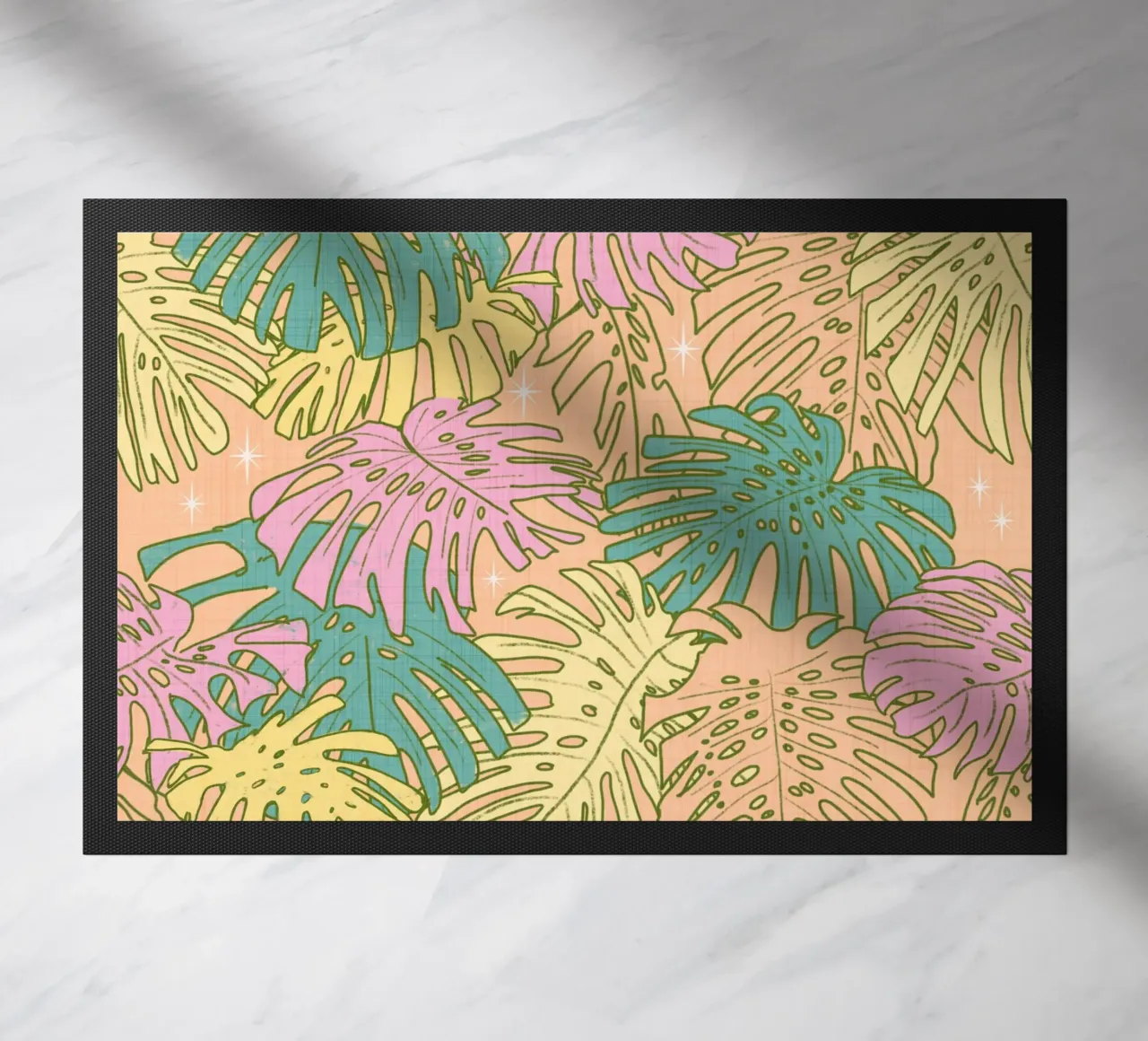 Monstera tropicale pastello - Palm Springs Retro Peach zerbino da susanacosta