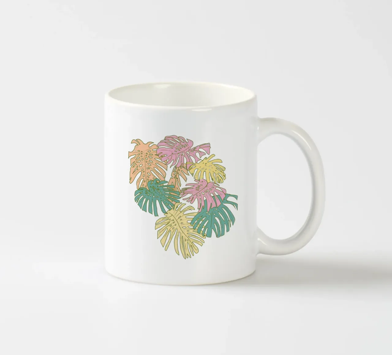 Monstera tropicale pastello - Palm Springs Retro Peach tazza in ceramica da susanacosta