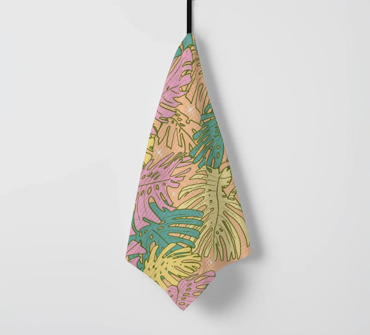 Monstera tropicale pastello - Palm Springs Retro Peach canovaccio da cucina da susanacosta