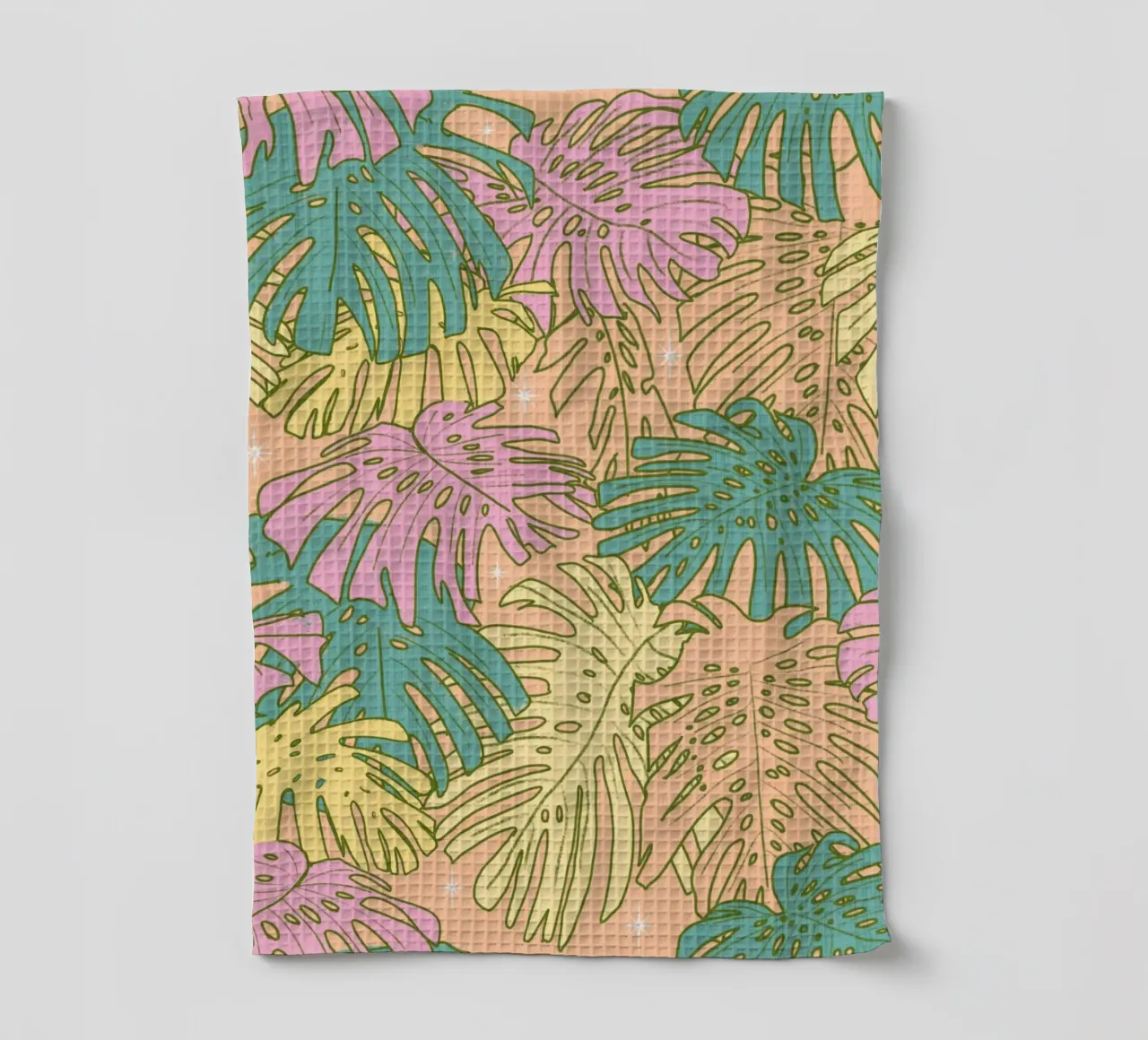Monstera tropicale pastello - Palm Springs Retro Peach canovaccio da cucina da susanacosta