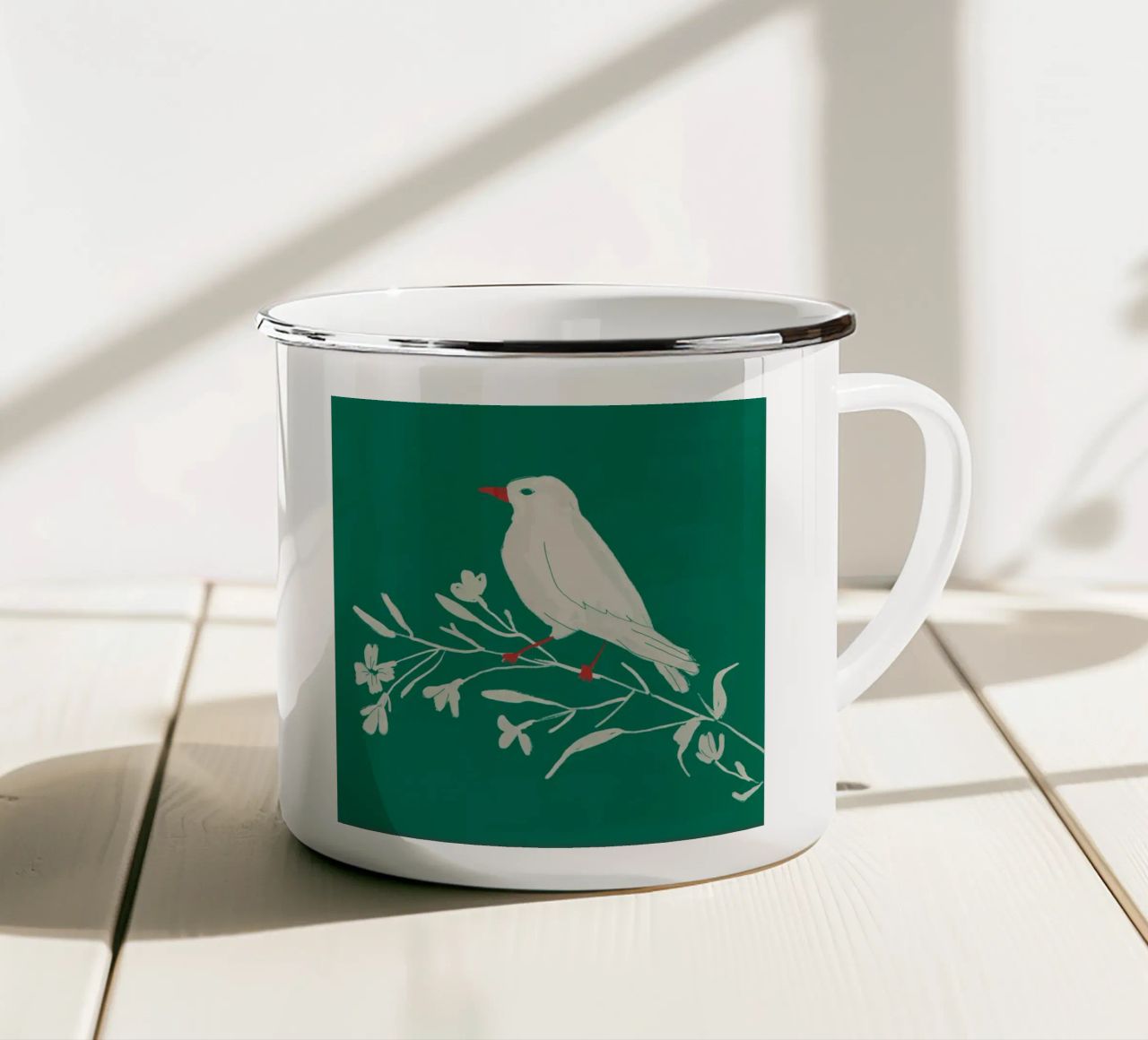 Uccello sul ramo 4 tazza in smalto da dada22