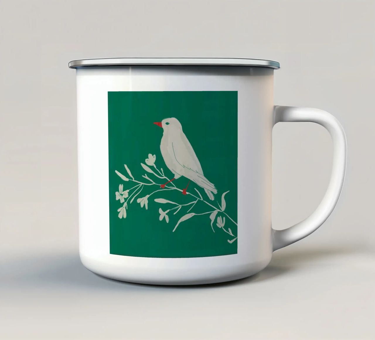 Uccello sul ramo 4 tazza in smalto da dada22