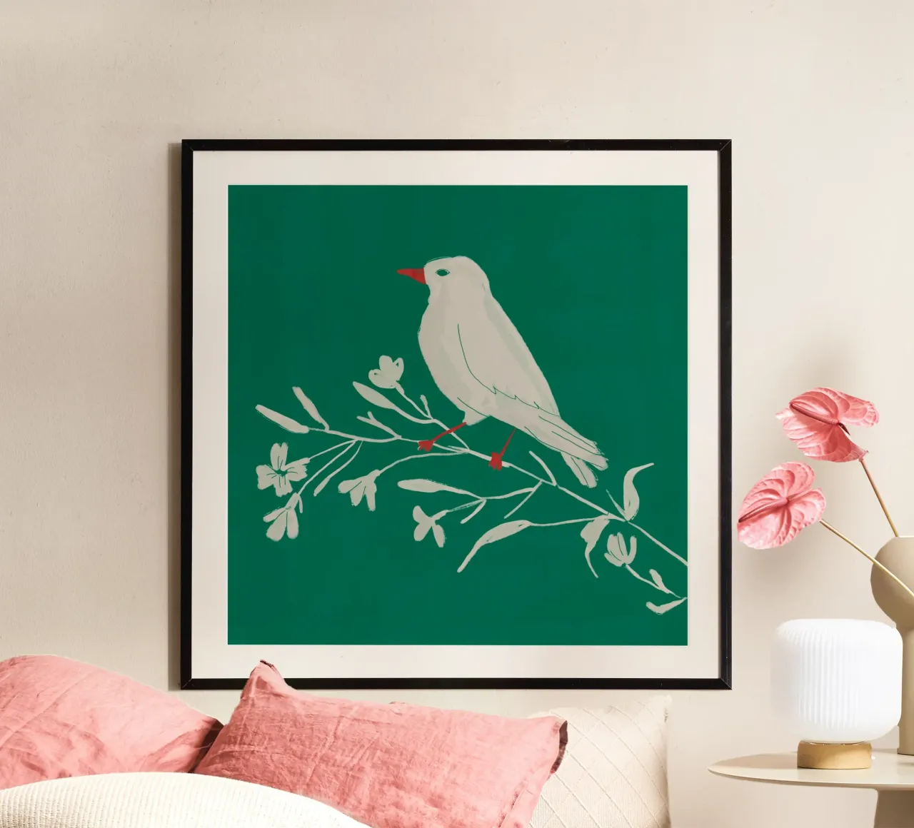 Uccello sul ramo 4 poster con telaio in plastica da dada22