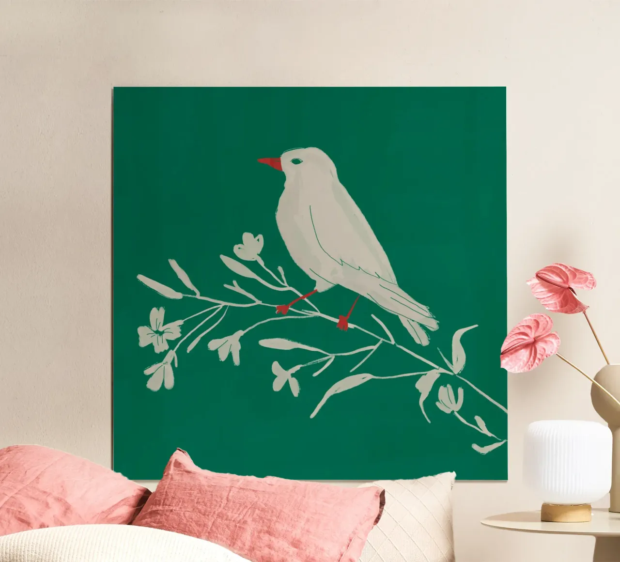 Uccello sul ramo 4 poster con telaio in plastica da dada22