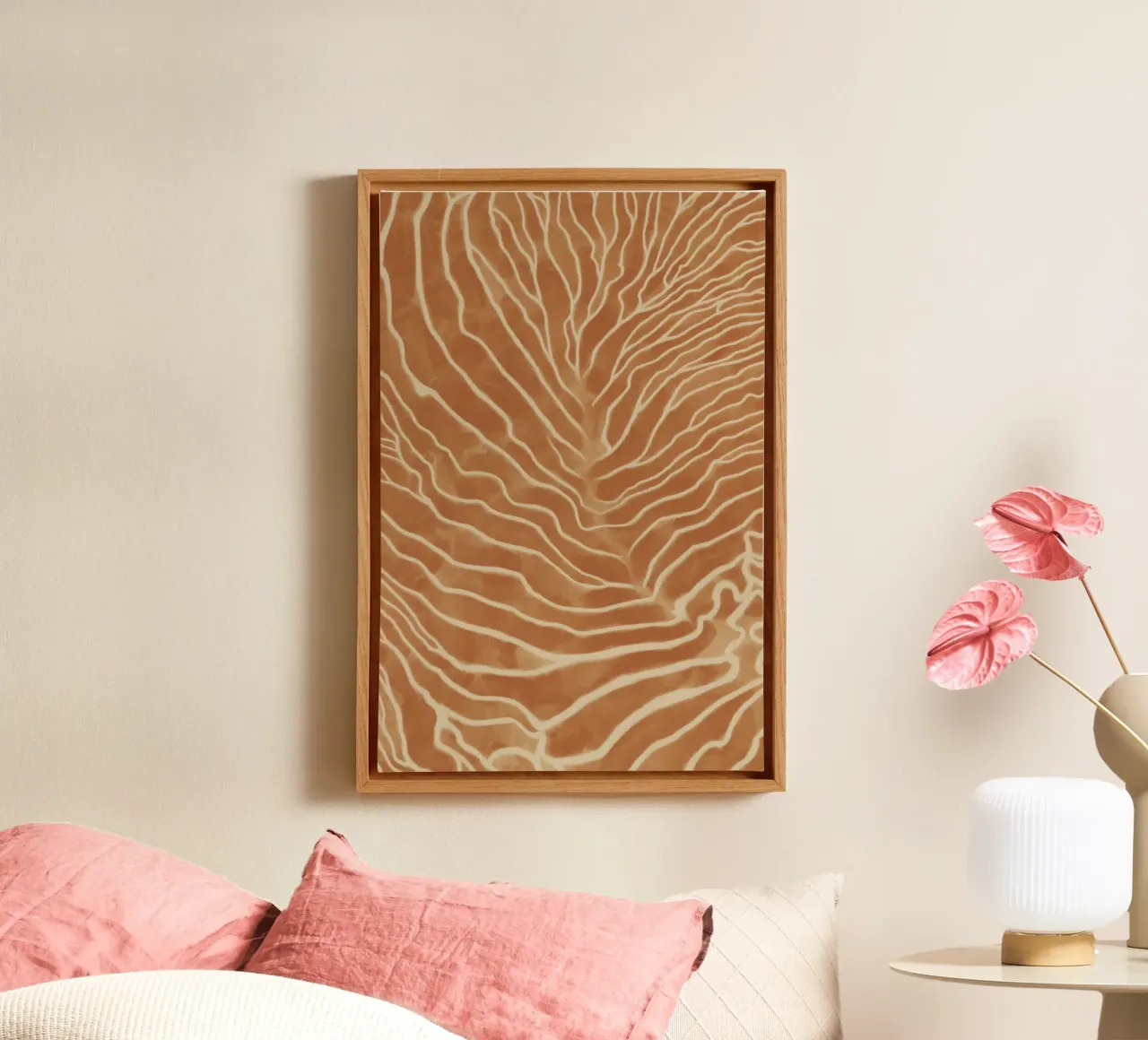 Hidden roots | Abstract line art canvas with Floater frame by Autofocus