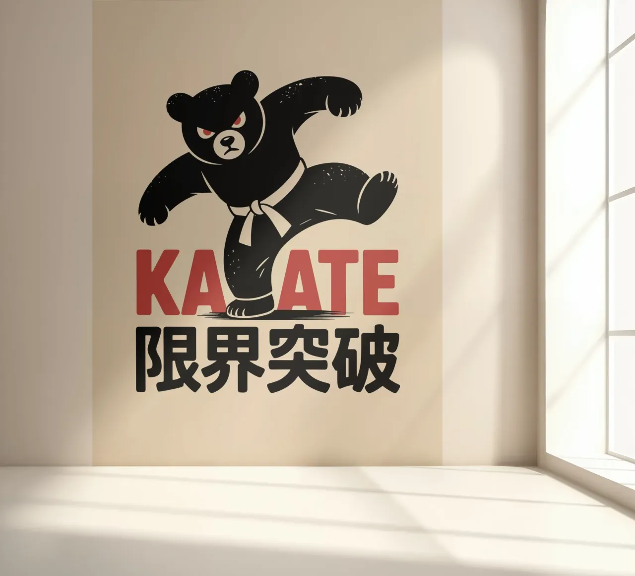 Japanischer Karatebär Design - Limit Break Kanji Martial Arts Fototapete von GameDay Studio
