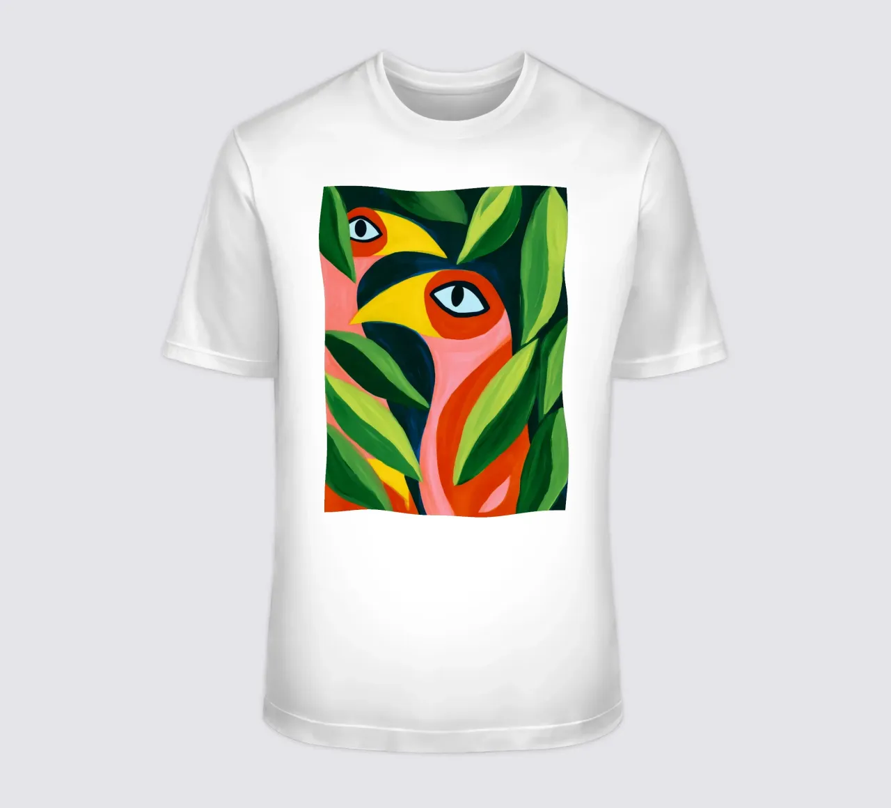 Due uccelli divertenti - Pittura su tela colorata t-shirt da Autofocus