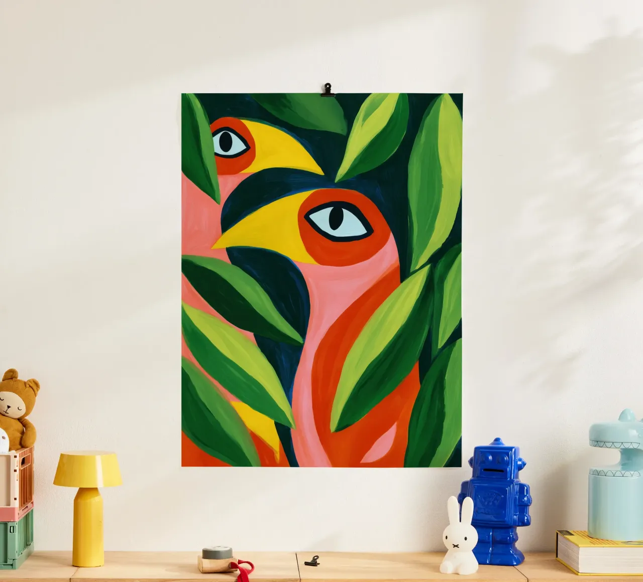 Due uccelli divertenti - Pittura su tela colorata carta hahnemühle da Autofocus