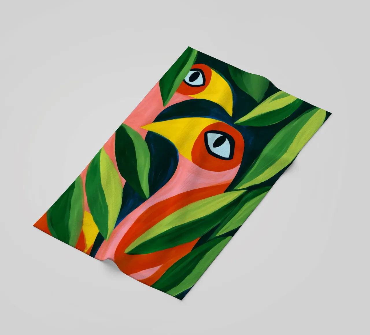 Due uccelli divertenti - Pittura su tela colorata telo mare da Autofocus