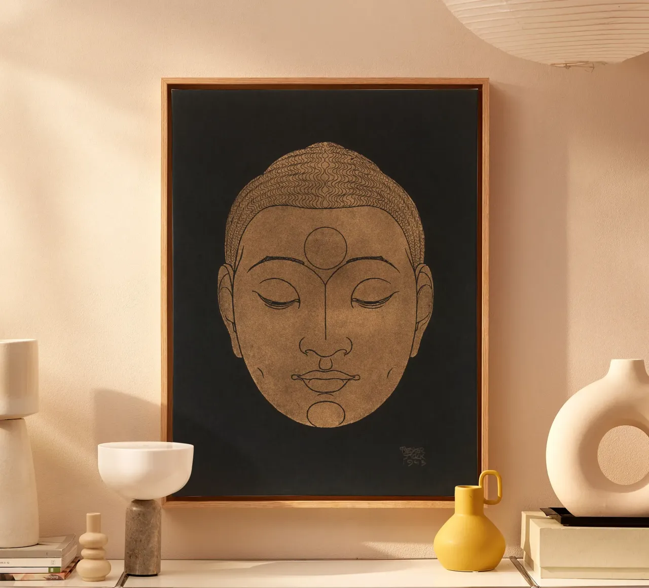 Head of Buddha tela con Cornice a cassetta da apoloprints