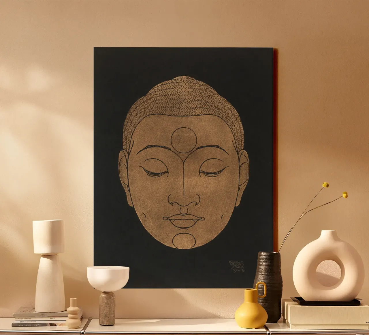 Head of Buddha tela con Cornice a cassetta da apoloprints