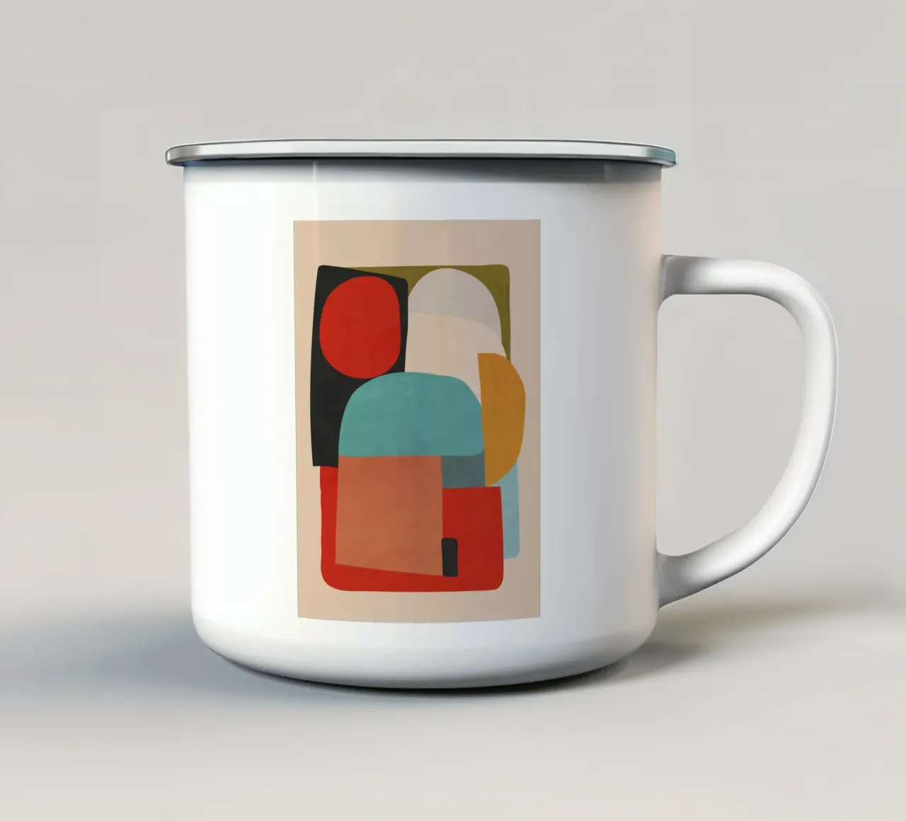 Moderne abstracte vormen emaille mok van ThingDesign