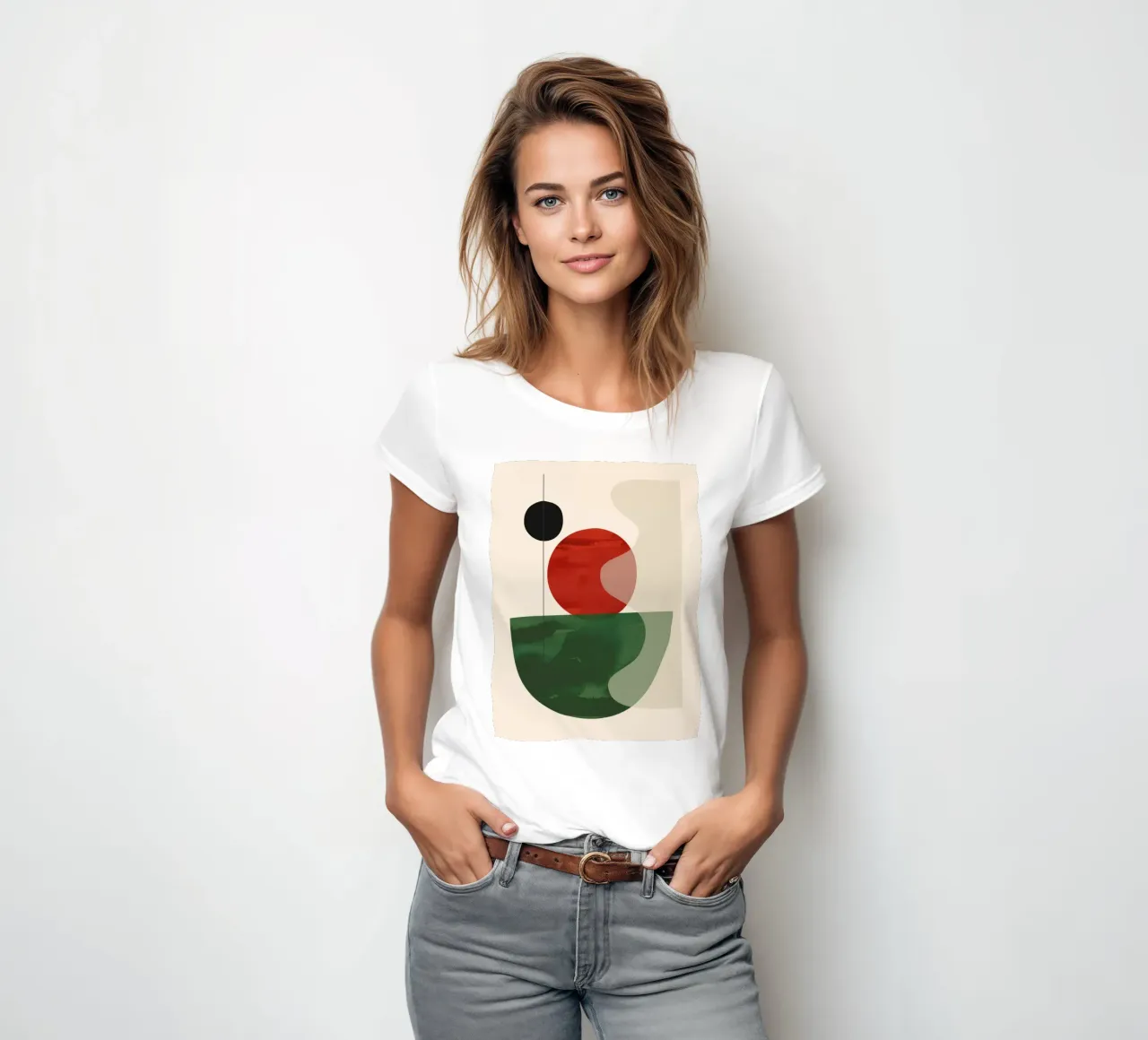 Minimal Abstract Shapes women's fitted t-shirt by ThingDesign