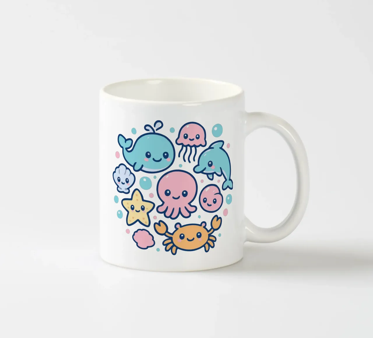 Adorable Kawaii Sea Creatures Ocean Life Design ceramic mug by artdesign1985