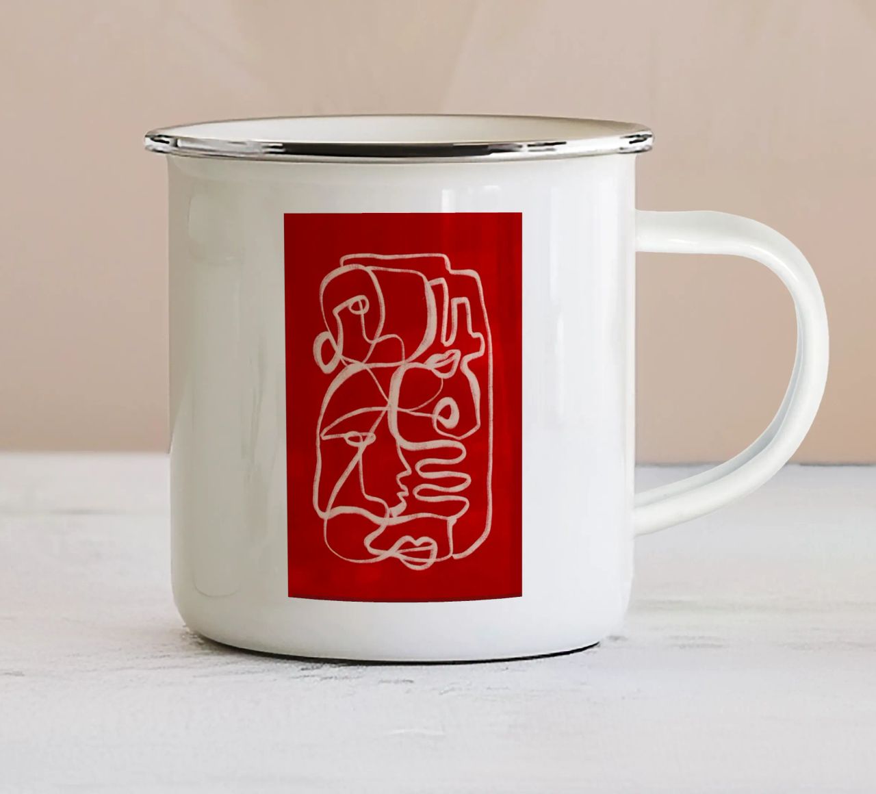 Line art astratta tazza in smalto da ThingDesign