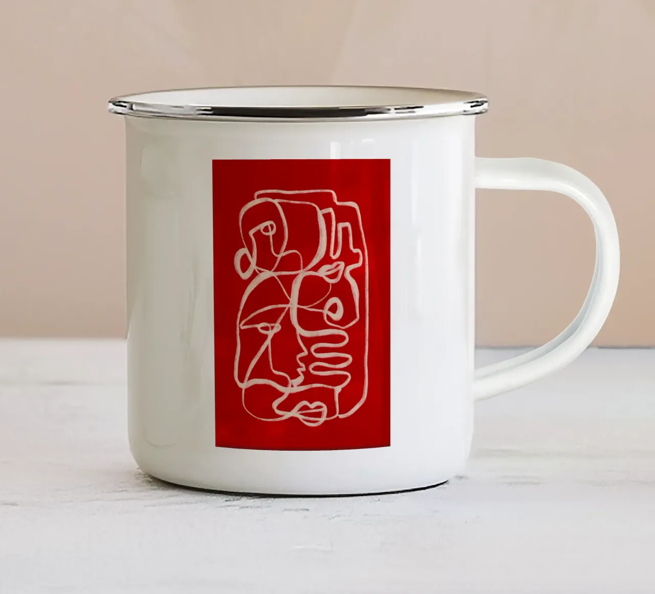 Line art astratta tazza in smalto da ThingDesign