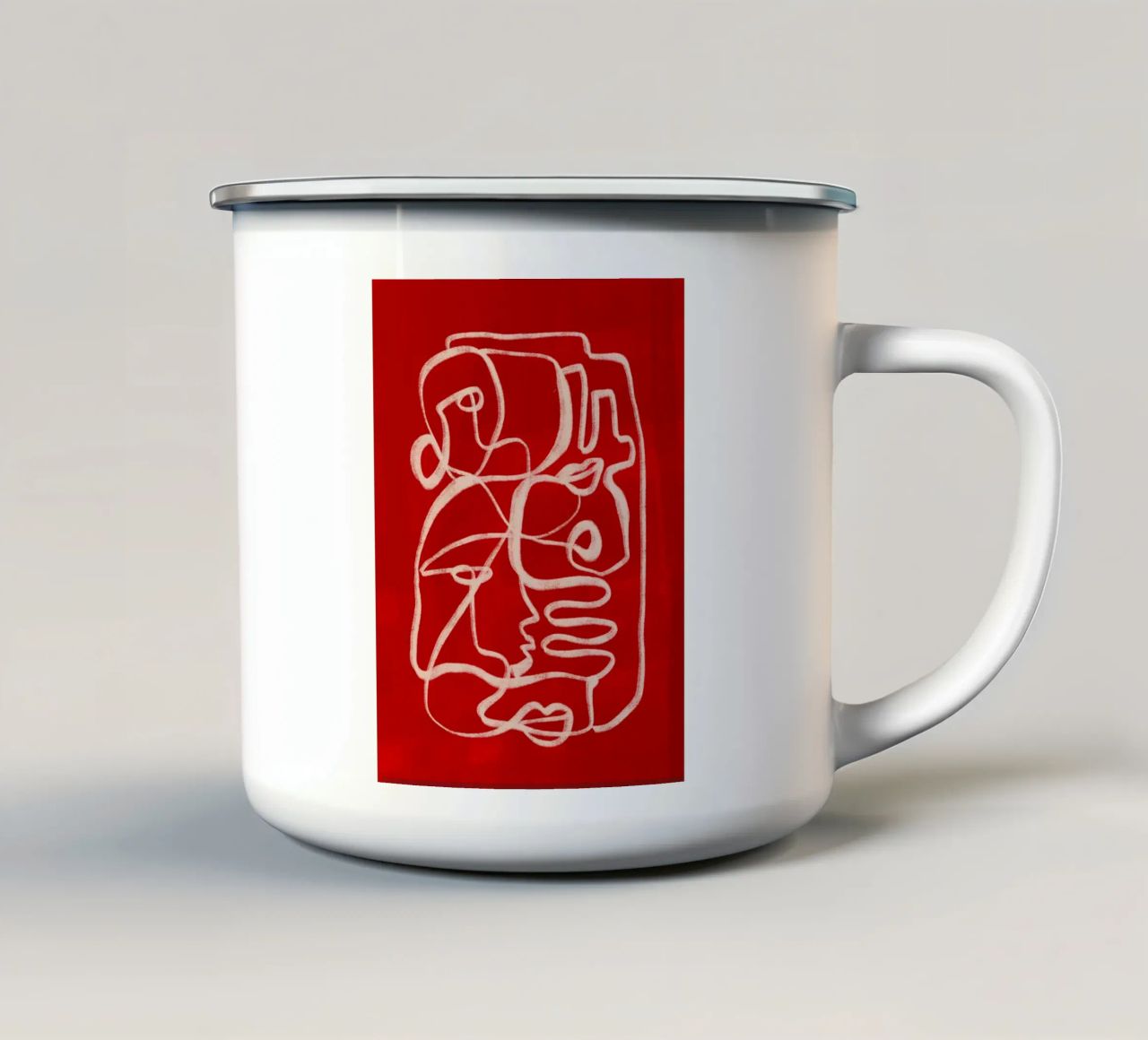 Line art astratta tazza in smalto da ThingDesign