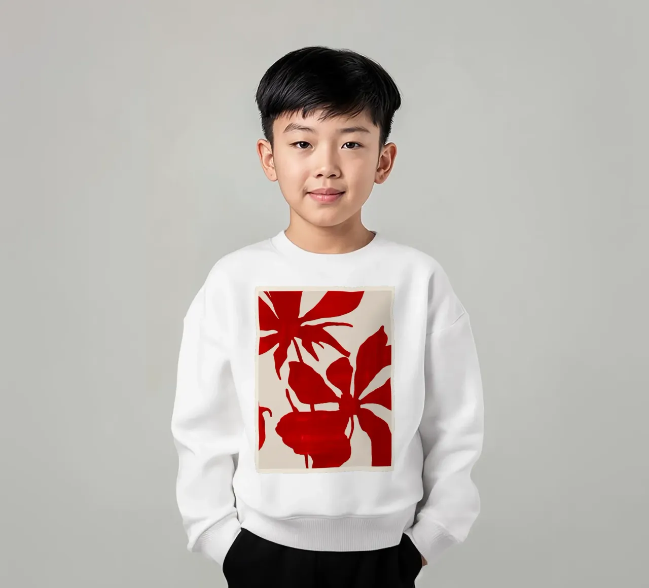 Abstract Red Flowers kids sweatshirt by ThingDesign