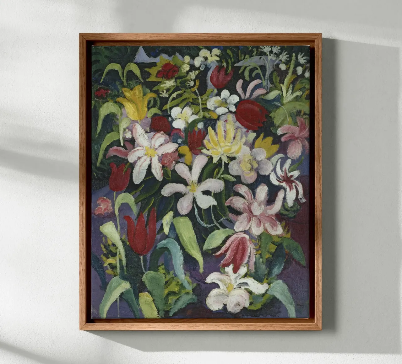August Macke - Blumenbeet im Garten tela con Cornice a cassetta da Second Canvas