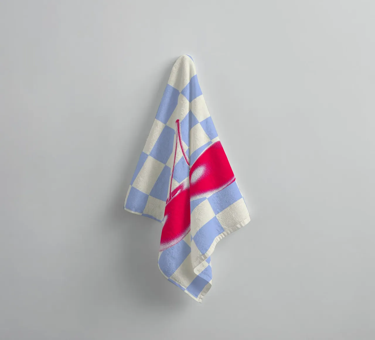 Lattice pattern Loves cherries towel by Carinaprint