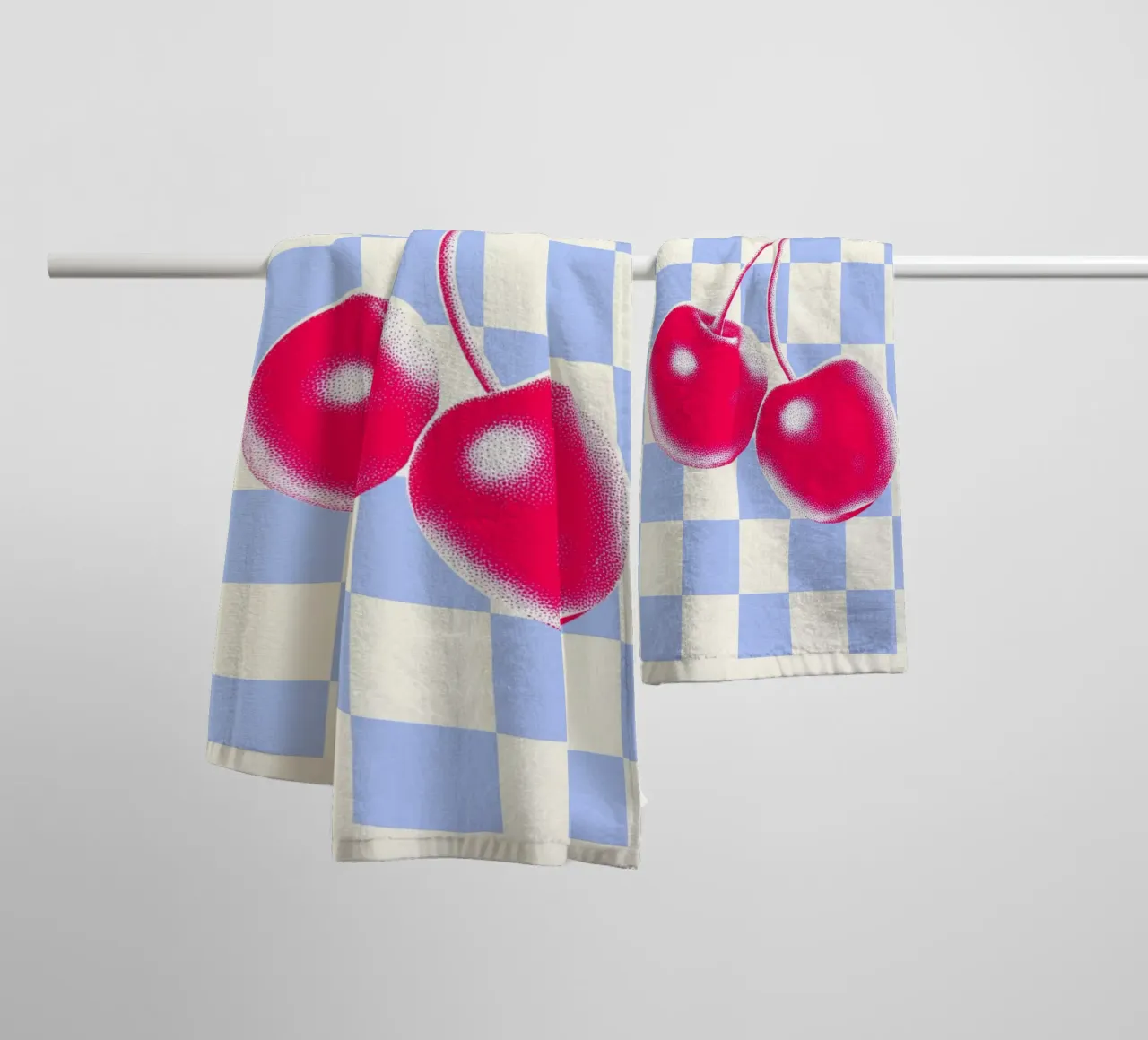 Lattice pattern Loves cherries towel by Carinaprint