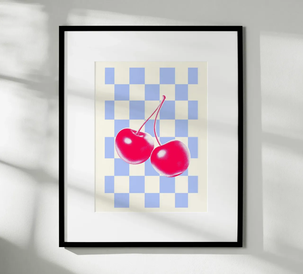 Gitter-Muster Liebt Kirschen Poster von Carinaprint