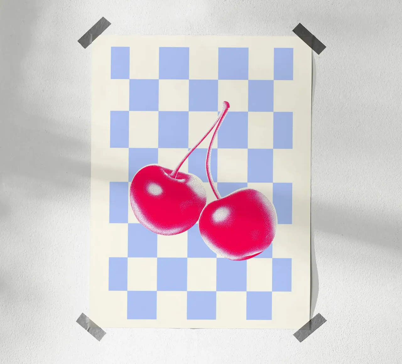 Gitter-Muster Liebt Kirschen Poster von Carinaprint