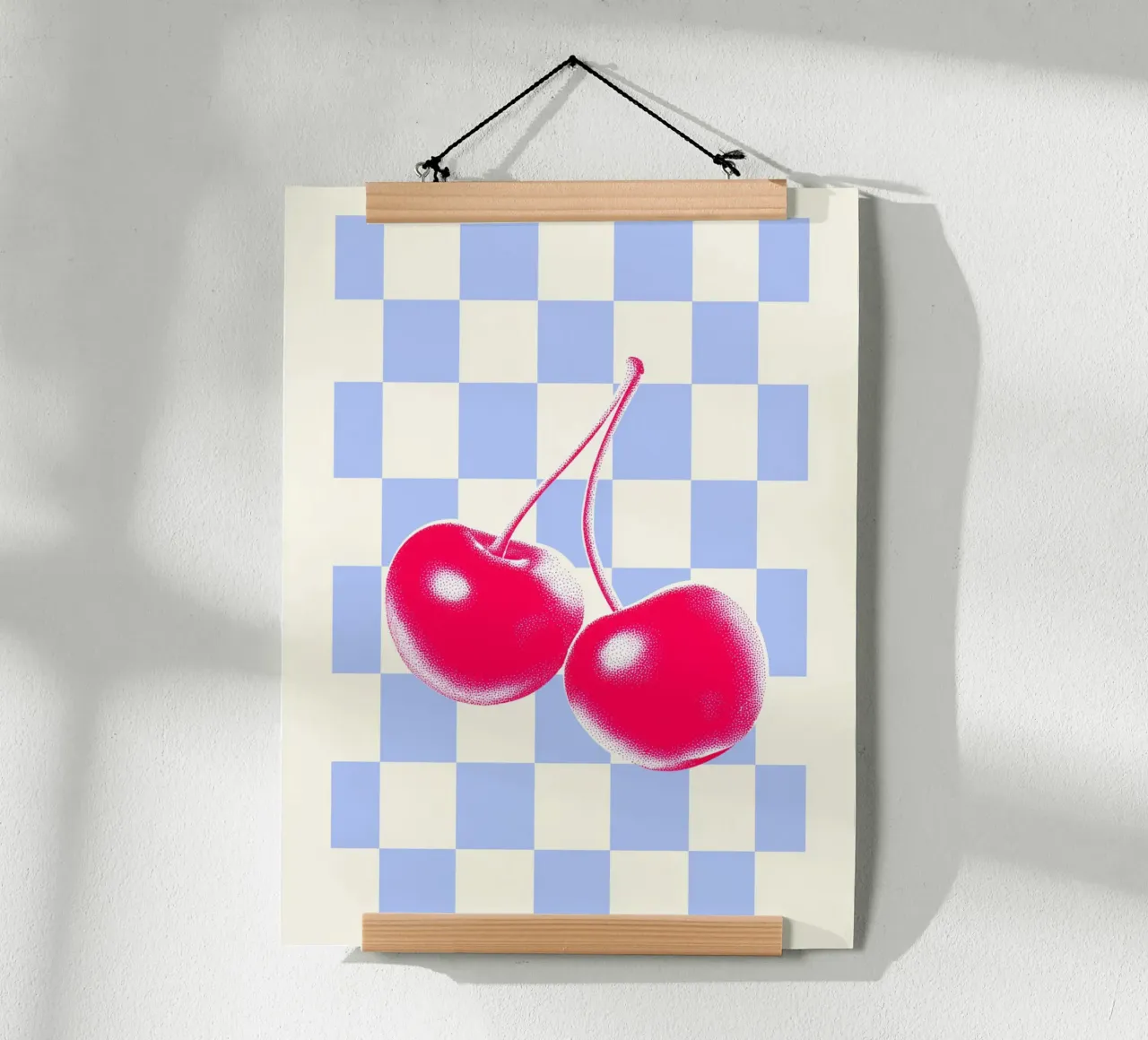 Gitter-Muster Liebt Kirschen Poster von Carinaprint