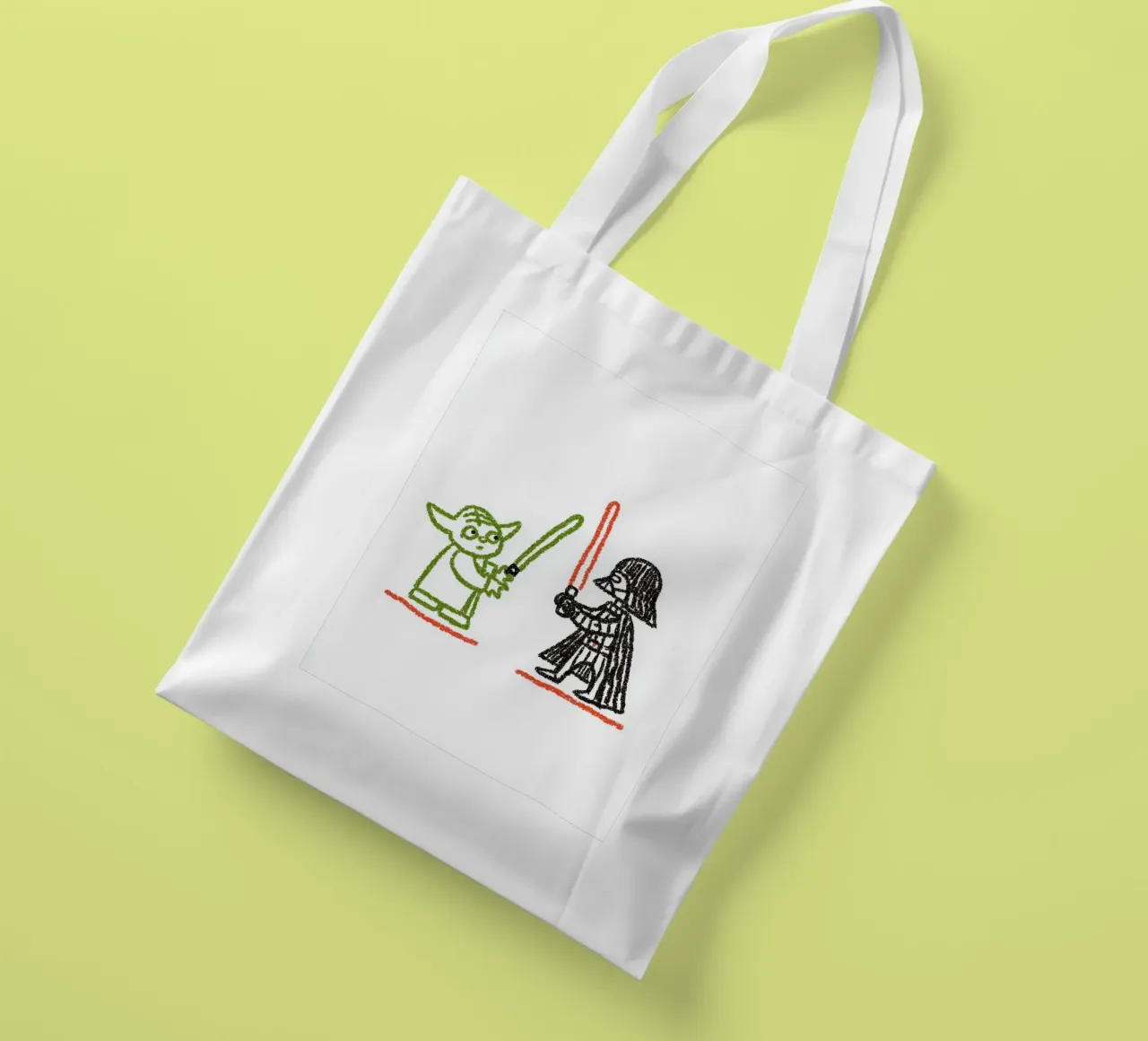 Star Wars Kunstdruck: Yoda & Darth Vader Kunstkampf Jutebeutel von Kaji