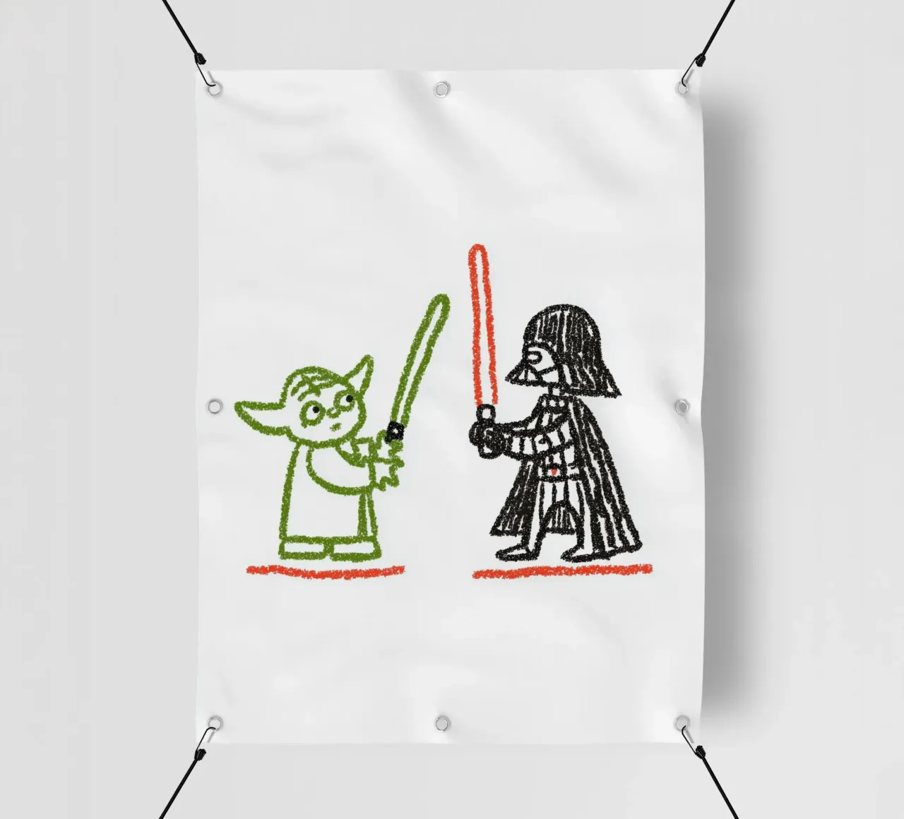 Star Wars Kunstdruck: Yoda & Darth Vader Kunstkampf PVC Plane von Kaji