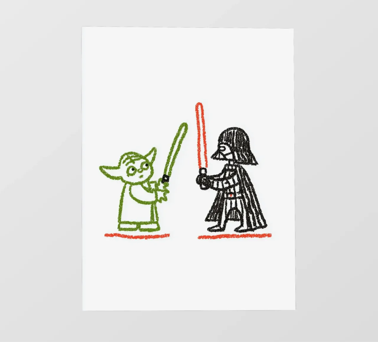 Star Wars Kunstdruck: Yoda & Darth Vader Kunstkampf PVC Plane von Kaji