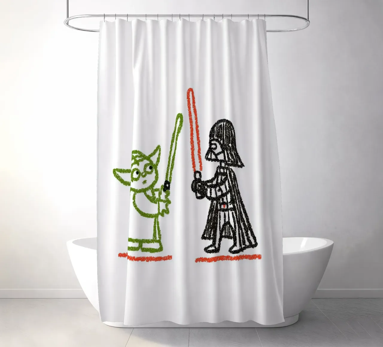 Star Wars Kunstdruck: Yoda & Darth Vader Kunstkampf Duschvorhang von Kaji