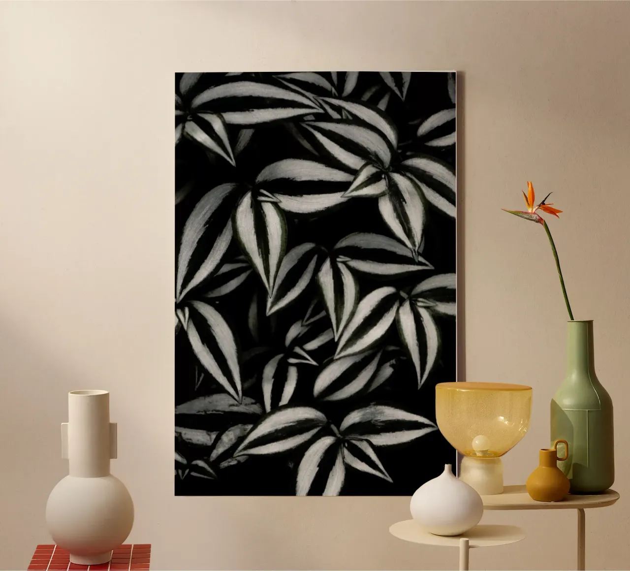 Botanical Cebra Leafs canvas by Studio Nahili