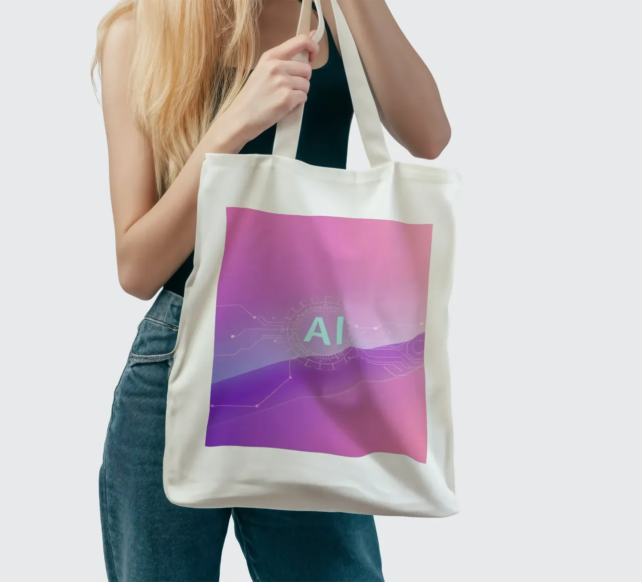 Sfondo astratto di tecnologia AI con colori vivaci borsa in juta da DesignDoodle