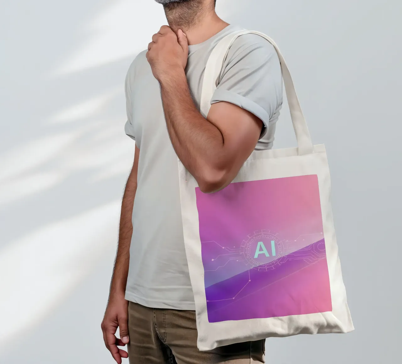 Sfondo astratto di tecnologia AI con colori vivaci borsa in juta da DesignDoodle