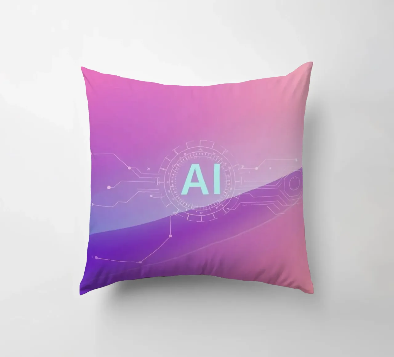 Sfondo astratto di tecnologia AI con colori vivaci cuscino da DesignDoodle