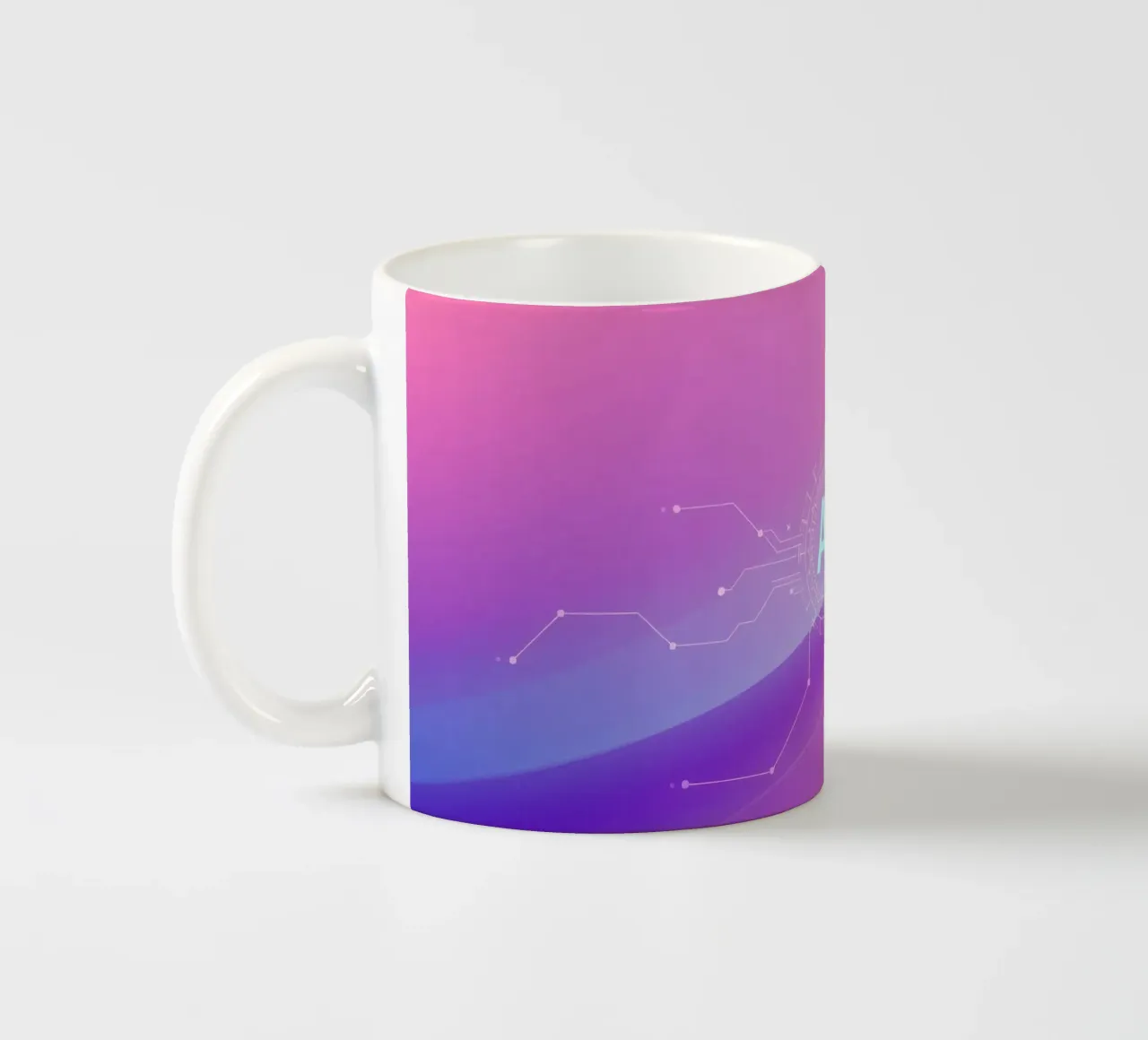 Sfondo astratto di tecnologia AI con colori vivaci tazza in ceramica da DesignDoodle