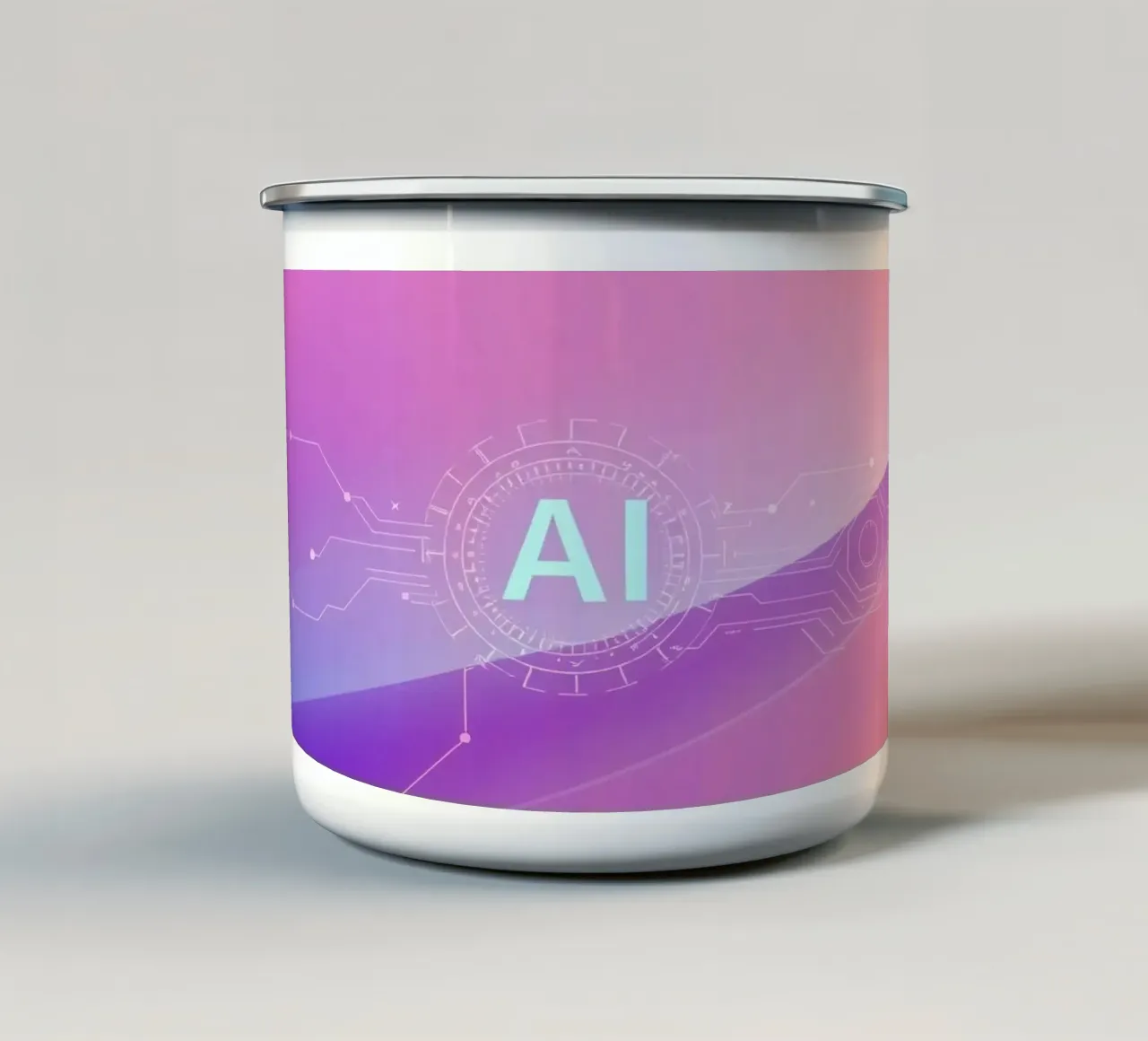 Sfondo astratto di tecnologia AI con colori vivaci tazza in smalto da DesignDoodle