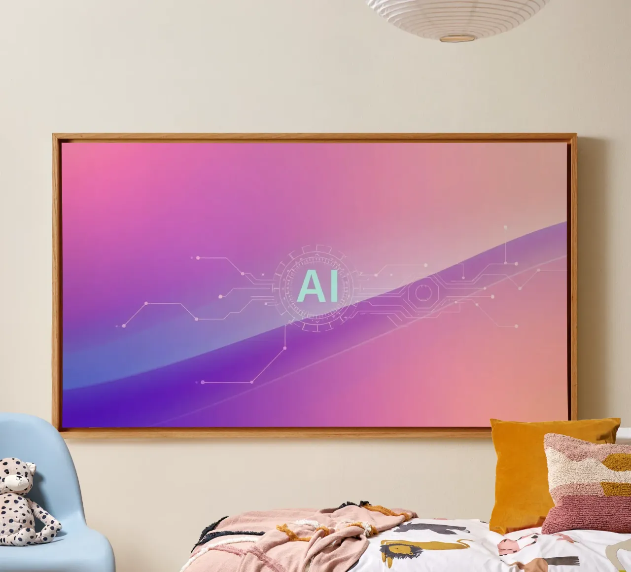 Abstract AI technology background with vibrant colors canvas by DesignDoodle
